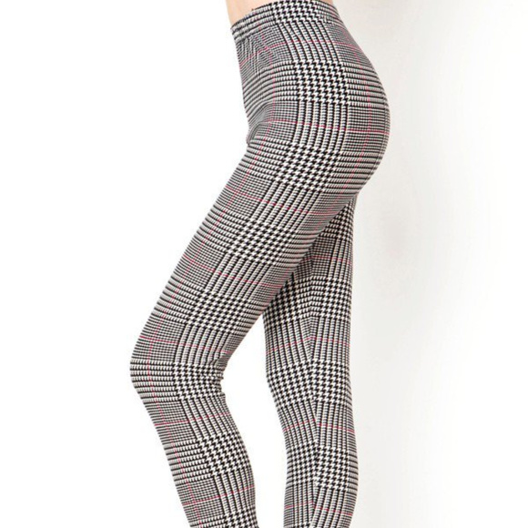 NEW MIX Pants - NEW MIX soft brush leggings Houndstooth Plaid PLUS
